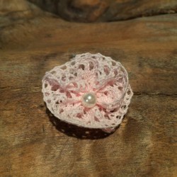 10 Απαλό Ροζ Υφασμάτινα Λουλουδάκια Πλεκτά Πέρλα
